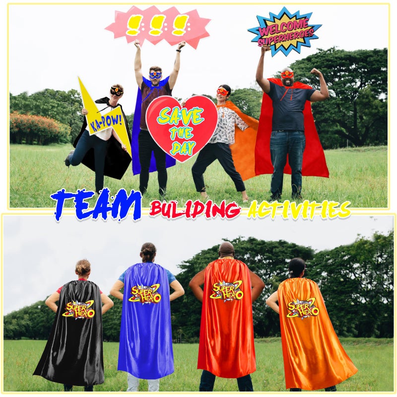 iROLEWIN Adults Superhero-Cape and Mask for Women Men Super-Hero Costumes Spirit Day Team Dress-up-Halloween Party Favors (Blue Superhero) - Image 3